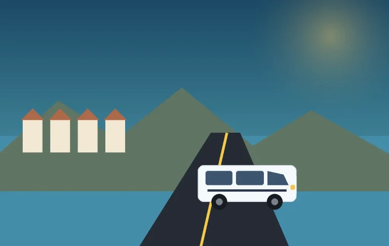 Illustrated coastal airport transfer route to Alanya