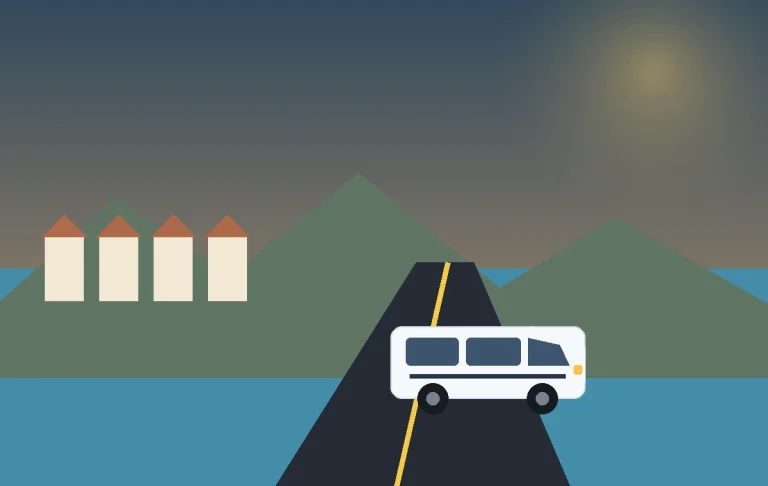 Illustrated coastal airport transfer route to Side